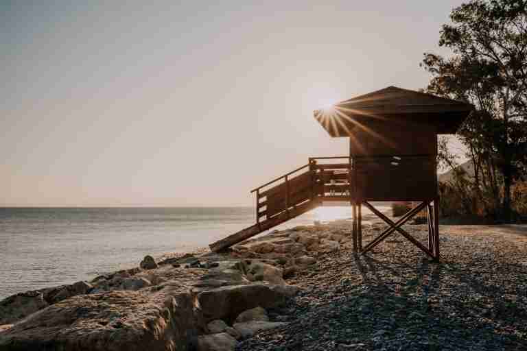 Pyrgos Tyllirias Camping - Life Guards Post on sunset