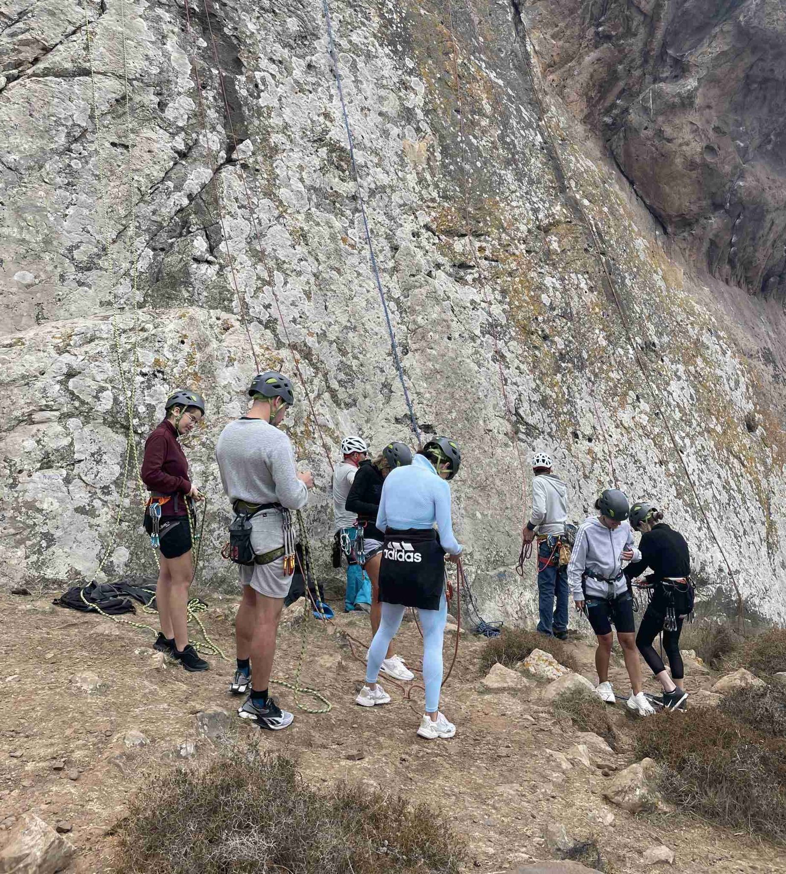 A group Of Climbers in front of the rock of Ineia