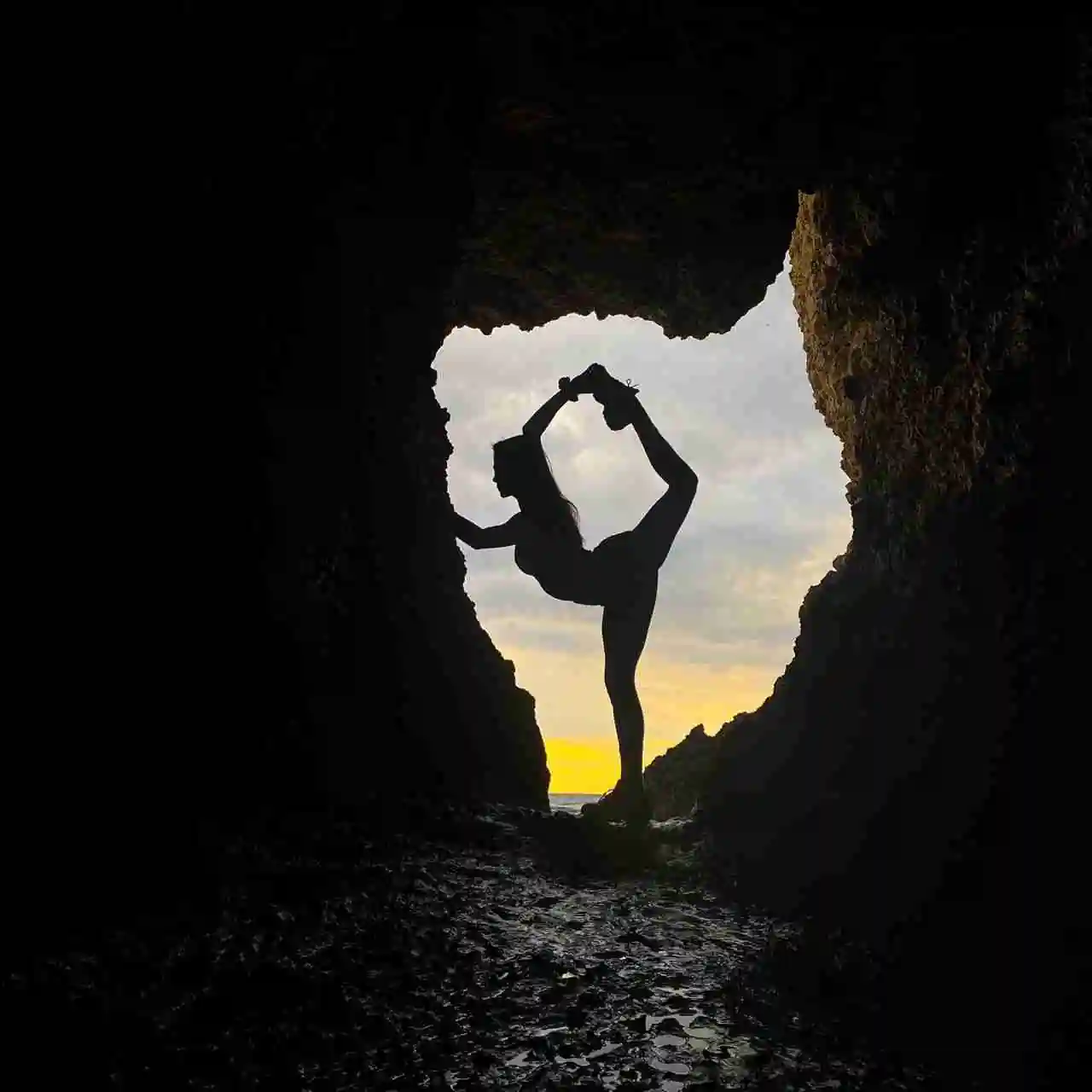 Yoga Pose at sea caves protaras cyprus